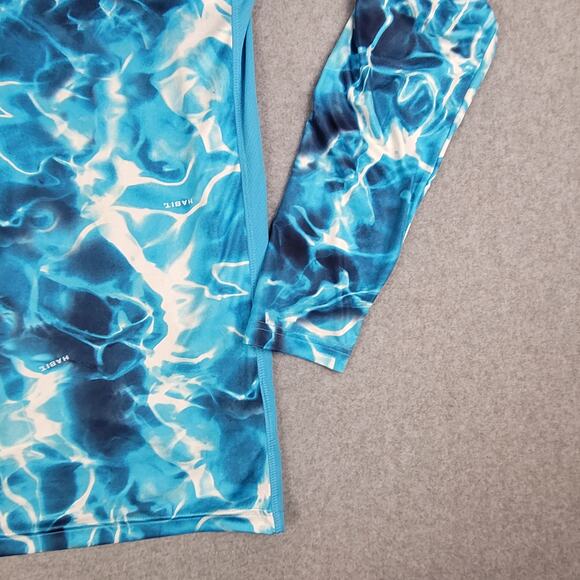 Habit Shirt Mens Small Sun Guard Long Sleeve 1/4 Zip Blue Waves 40+ Solar Factor - Picture 6 of 11